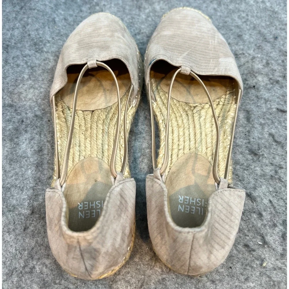 Eileen Fisher Espadrille Flats Suede Leather‎ Beige Slip On Shoes Women's 8.5